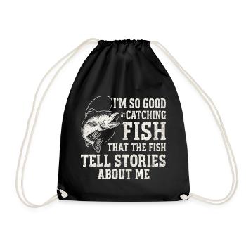 I'm So Good At Catching Fish Angler Saying Fishing - Drawstring Bag - black - Front