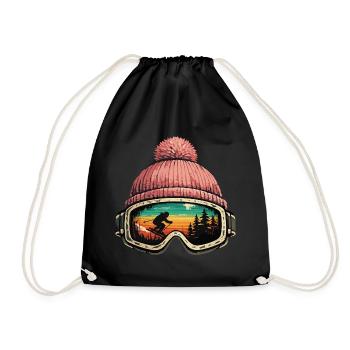 Apres Ski Skifahrer Skibrille Winter Geschenk - Turnbeutel - Schwarz - Vorne