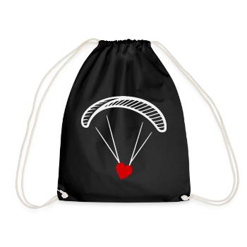 Paragleiter - Gleitschirm mit Herz - Valentinstag  - Turnbeutel - Schwarz - Vorne