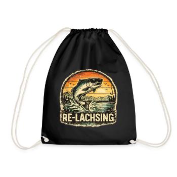 Fishing Gift Man Angler Dad Re Salmon - Drawstring Bag - black - Front