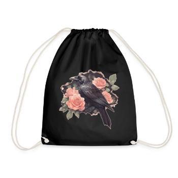 Raven with roses - Drawstring Bag - black - Front