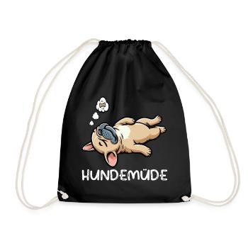 Hundemüde Französische Bulldogge Frenchie Frenchie - Turnbeutel - Schwarz - Vorne