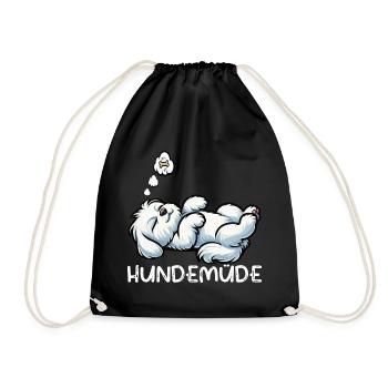 Dog-tired Maltese Maltese owner Maltese Keeper - Drawstring Bag - black - Front