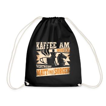 Schach Kaffee T-Shirt | Lustiges Geschenk Spieler - Turnbeutel - Schwarz - Vorne