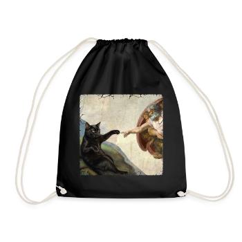 Chat gifle la main de Dieu Mème des chats drôles - Sac de sport léger - noir - Devant