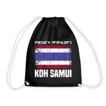 Koh Samui Koordinaten - Turnbeutel - Schwarz - Vorne