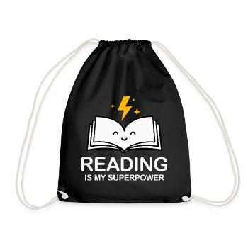 Reading Is My Superpower | Book Lover Shirt - Drawstring Bag - black - Front