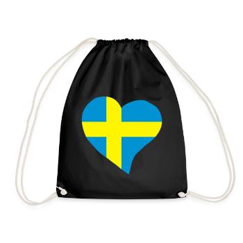 Schwedische Herz - Turnbeutel - Schwarz - Vorne