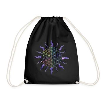 Flower of Life Sun Mandala Rainbow - Drawstring Bag - black - Front