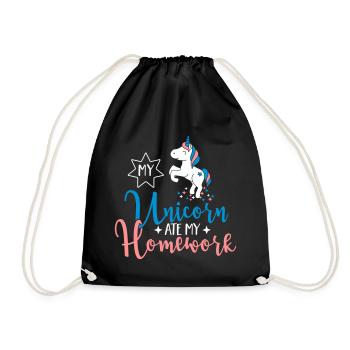 My Unicorn ate my Homework - Drawstring Bag - black - Front