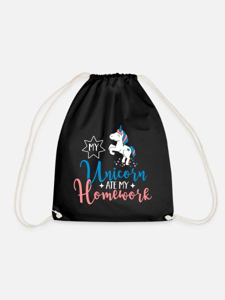 My Unicorn ate my Homework - Drawstring Bag - black