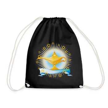 lampe magique orientale dorée et rayonnante - Sac de sport léger - noir - Devant