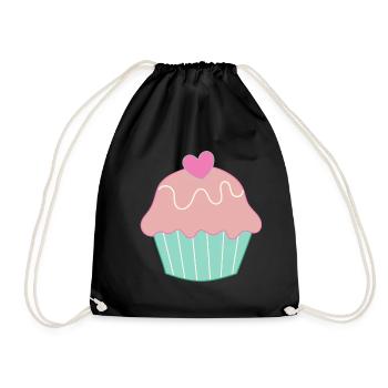 cook baking cake cupcake gift mother - Drawstring Bag - black - Front