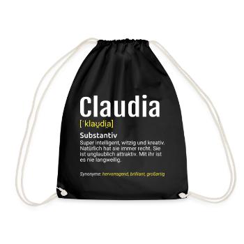 Claudia Name Definition - Turnbeutel - Schwarz - Vorne