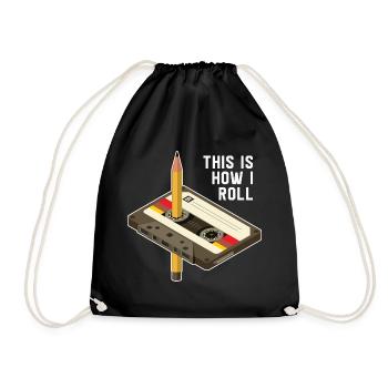 Mixtape Musik Tape Kassette 80er 90er Retro Stift - Turnbeutel - Schwarz - Vorne