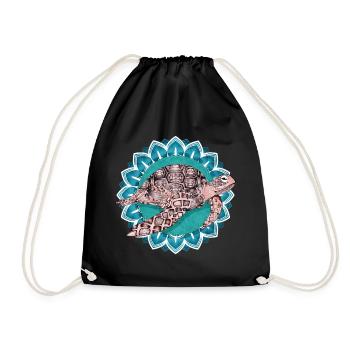 fascinating mandala with sea turtle - Drawstring Bag - black - Front