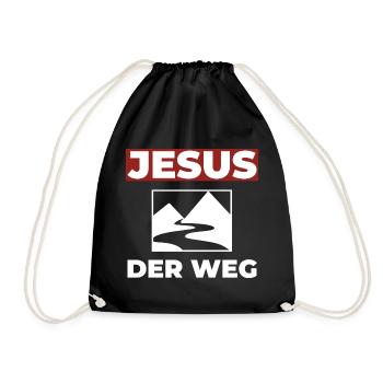 Jesus Christus ist der Weg - Christliches Shirt - Turnbeutel - Schwarz - Vorne
