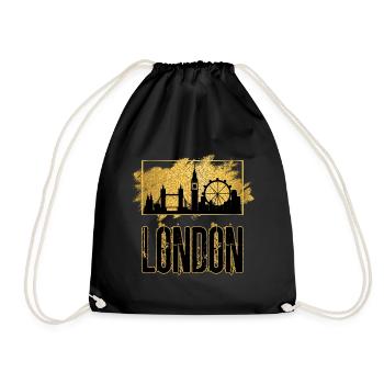 Londres Angleterre UK City Skyline Home Love Gold - Sac de sport léger - noir - Devant