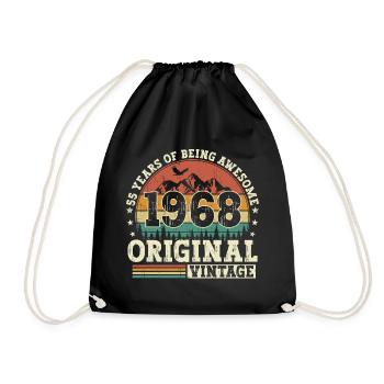 55 birthday gift born in 1968 - Drawstring Bag - black - Front
