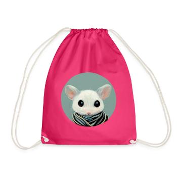 Petite souris blanche avec foulard en cercle - Sac de sport léger - fuchsia - Devant