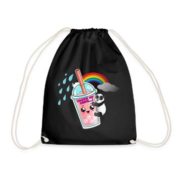 Bubble tea will ein Panda. Bubble tea Box - Turnbeutel - Schwarz - Vorne