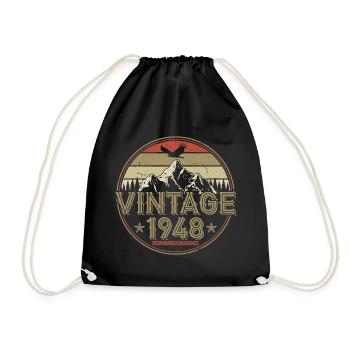 1948 born birthday gift retro - Drawstring Bag - black - Front