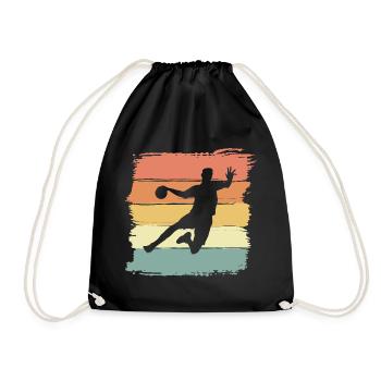 Handball retro vintage Handballer - Turnbeutel - Schwarz - Vorne