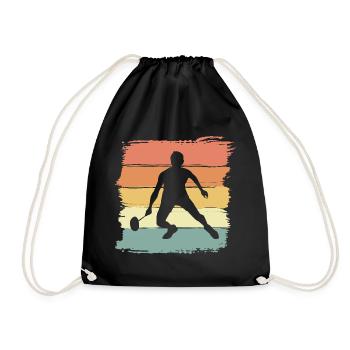 Badminton Retro Vintage Badminton Gift - Drawstring Bag - black - Front