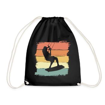 Kitesurfing Retro Vintage Kitesurf Legend - Drawstring Bag - black - Front