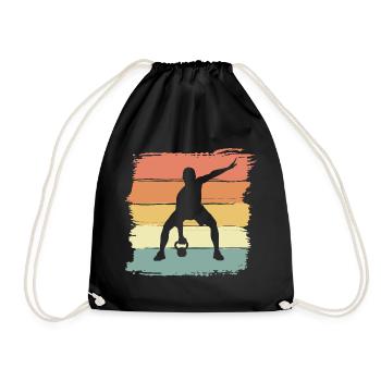 Weightlifting Fitness Sport retro vintage - Drawstring Bag - black - Front