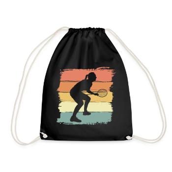 Badminton Frauen Retro Vintage Badminton Geschenk - Turnbeutel - Schwarz - Vorne