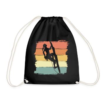 Climbing women retro vintage - Drawstring Bag - black - Front