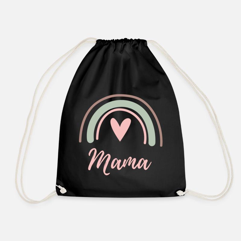 Mama Mom Regenbogen Herz Baby Beste Mama Muttertag - Turnbeutel - Schwarz