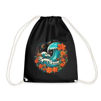 Surf Vibes: Vintage Retro Surfing Illustration - Drawstring Bag - black - Front