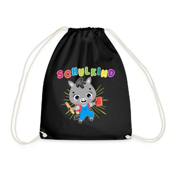 Stilvoll ins Schulleben! Unser Einschulungs-Design - Turnbeutel - Schwarz - Vorne