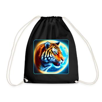 Mystical tiger head with moon - Drawstring Bag - black - Front