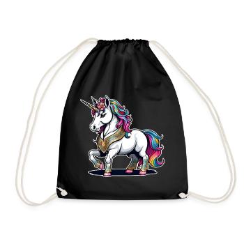 Rainbow Unicorn - Drawstring Bag - black - Front