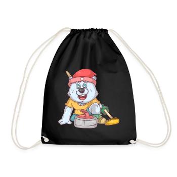 Curling Polar Bear - Drawstring Bag - black - Front