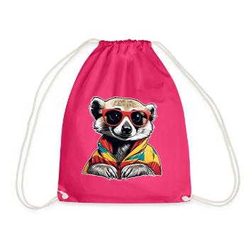 Suricate coquin avec lunettes de soleil - Sac de sport léger - fuchsia - Devant