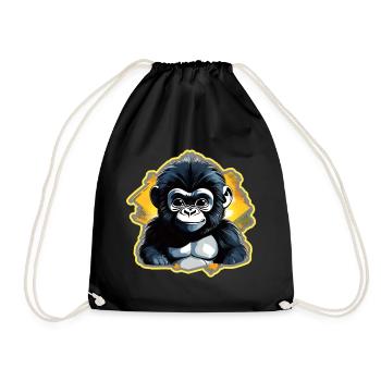 Cute Baby Gorilla - Drawstring Bag - black - Front