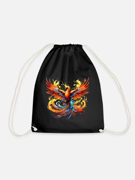 Phönix Phoenix Feuer Flammen Vogel Mythologie - Turnbeutel - Schwarz