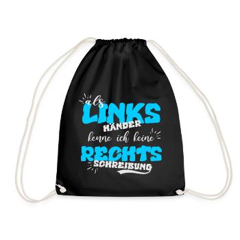 Left-handed, Spelling - Drawstring Bag - black - Front