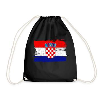 Kroatien Flagge Flagge Frieden Vintage - Turnbeutel - Schwarz - Vorne