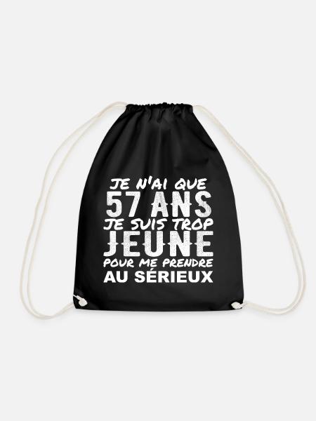 Ich bin 57 Jahre alt | Humor Geschenk zum 57. Geburtstag - Turnbeutel - Schwarz