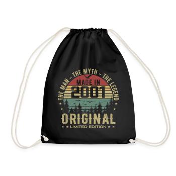 Original 2001 Retro 2001 Geburtstagsgeschenk 2001 - Turnbeutel - Schwarz - Vorne