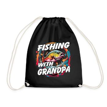 Pêche avec grand-père Motif de pêche coloré - Sac de sport léger - noir - Devant
