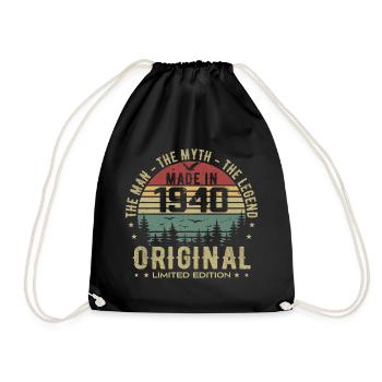 Original 1940er Jahre Retro 1940er Jahre 1940er Jahre Geburtstagsgeschenk - Turnbeutel - Schwarz - Vorne