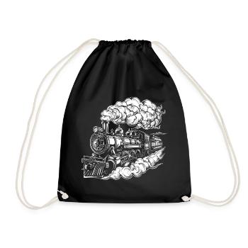Steam Locomotive Graphics - Drawstring Bag - black - Front