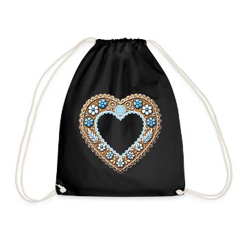 Gingerbread Heart Frame Tradition and love combined - Drawstring Bag - black - Front