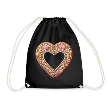 Gingerbread Heart Frame Tradition and love combined - Drawstring Bag - black - Front
